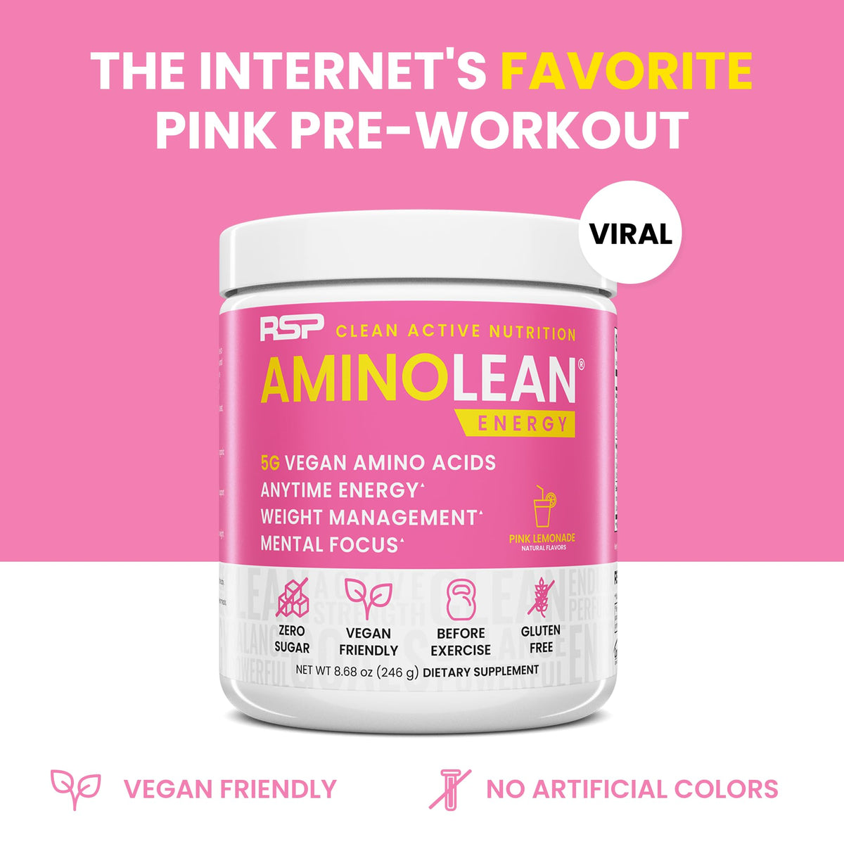 RSP NUTRITION AminoLean Pre Workout Powder, Amino Energy & Weight Management