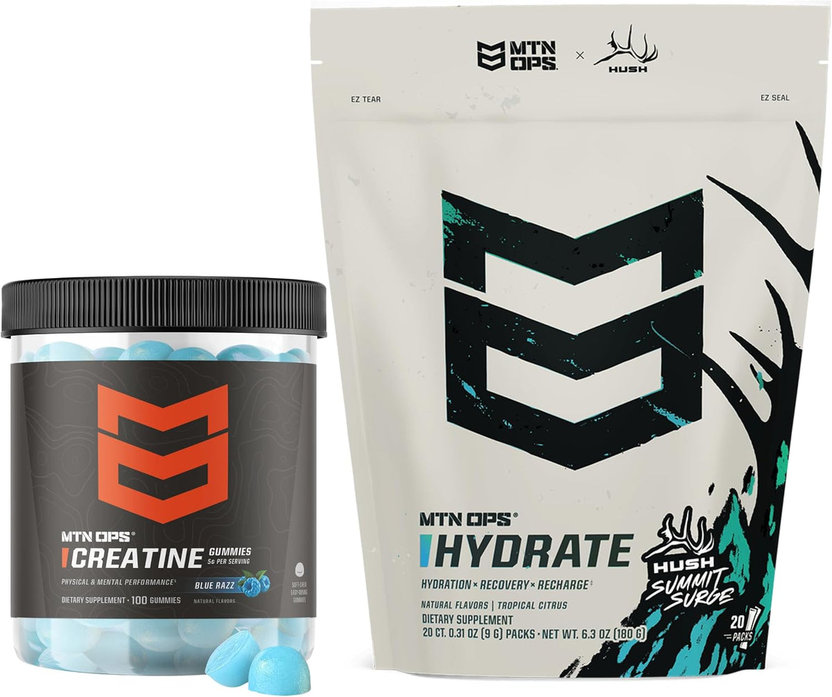 MTN OPS Creatine Gummies & Hydrate Summit Surge Electrolytes Bundle, Daily Hydration, Performance & Recovery Support
