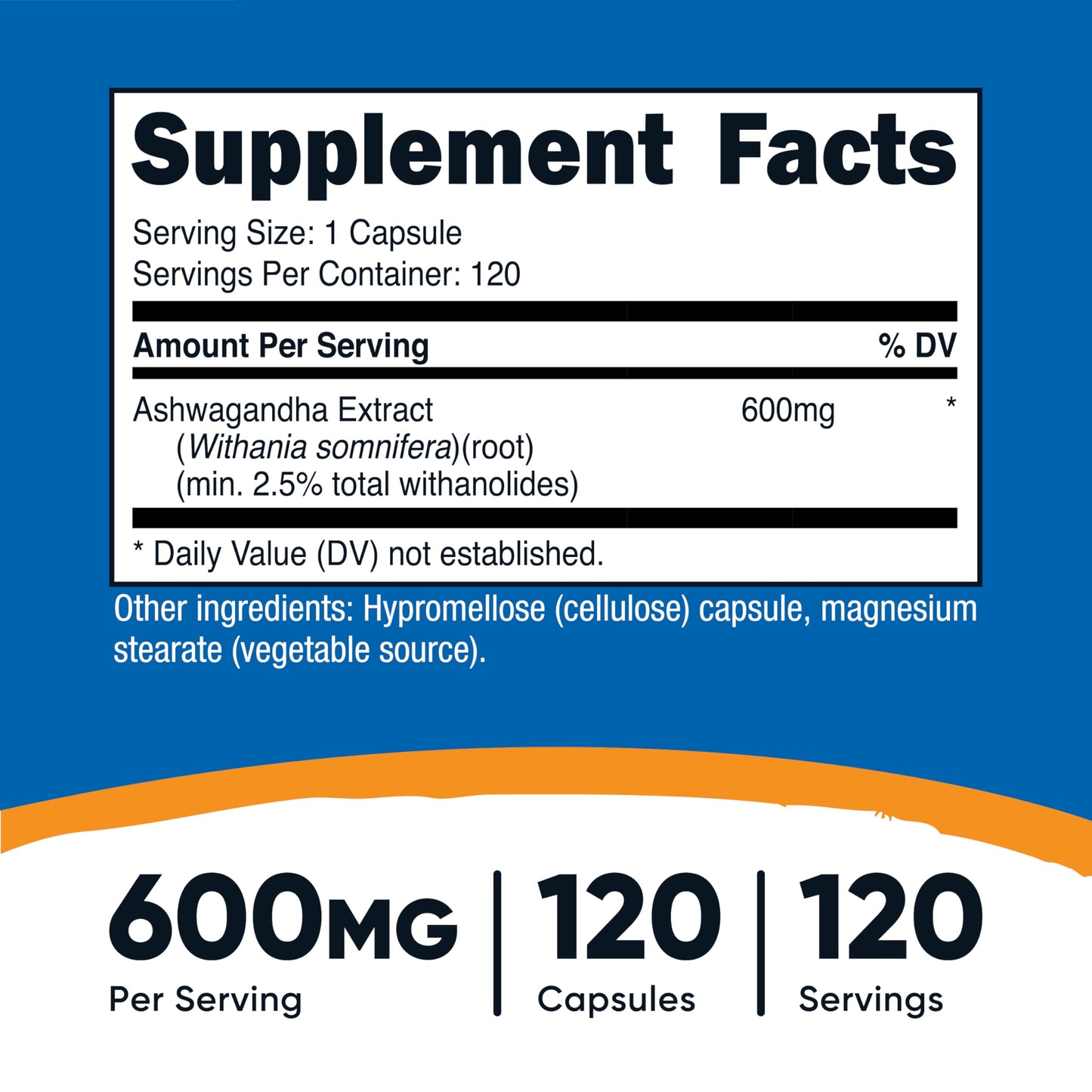 Nutricost Ashwagandha Herbal Supplement 600mg, 120 Capsules | Vegetarian, Non-GMO, Gluten Free, Ashwagandha Root