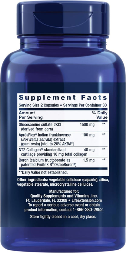Life Extension ArthroMax® Advanced NT2 Collagen™ & AprèsFlex®, glucosamine sulfate, Boswellia (Indian Frankincense), Joint Health, Mobility, Gluten-Free, Non-GMO, 60 Capsules | Glucosamine Sulfate & Boswellia (Indian Frankincense) for Joint Health & Mobil