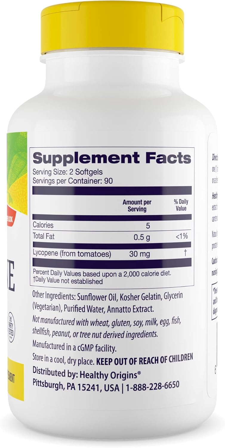Healthy Origins Lycopene 15 mg, Natural Tomato, 180 Softgels
