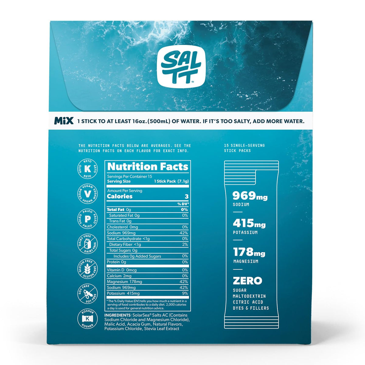 SALTT Electrolyte Packets - Fruit Variety (30 Sticks) - Zero Sugar