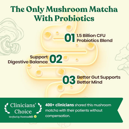 Venture Pal Mushroom Matcha Powder – 13 Superfood Mushroom Coffee Alternative with Ceremonial Grade Matcha Powder, 1.5B Probiotics for Focus, Energy & Digestion