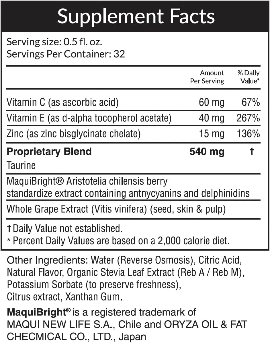 Passion 4 Health Liquid Eye Vitamins - Natural Vision & Adult Eye Care Supplement - Premium Support with Maqui Berry Extract, Gluten-Free, Non-GMO, No Sugar - 30-Day Supply, Made in USA