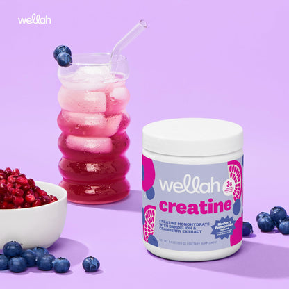 Wellah Creatine for Women - Creatine Monohydrate with Dandelion & Cranberry Extract (50 Servings, Strawberry Lemonade) | Creatine Monohydrate with Dandelion & Cranberry Extract