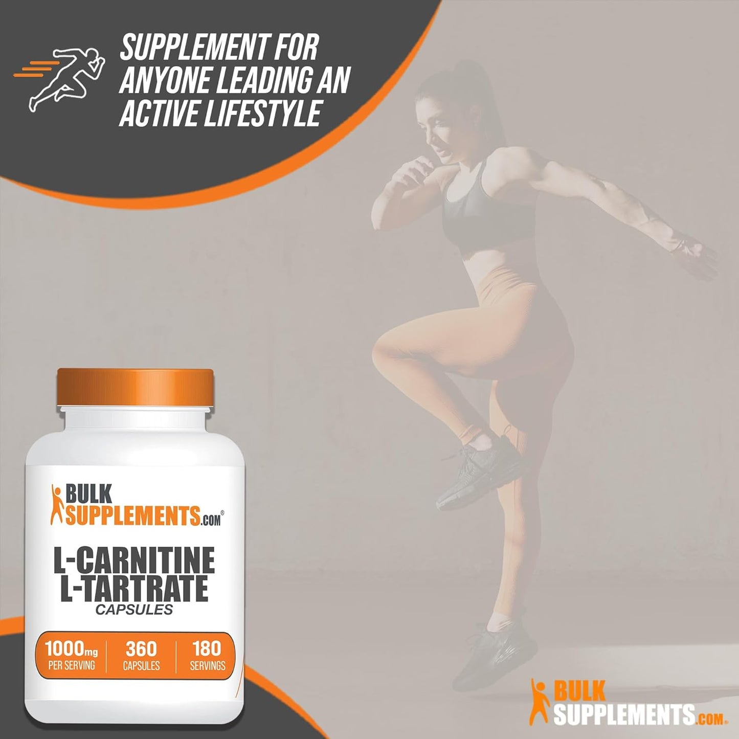BulkSupplements.com L-Carnitine L-Tartrate Capsules - Carnitine Supplement, L Carnitine 1000mg Capsules - L-Carnitine Tartrate, Gluten Free - 2 Capsules per Serving, 360 Capsules (Pack of 1)