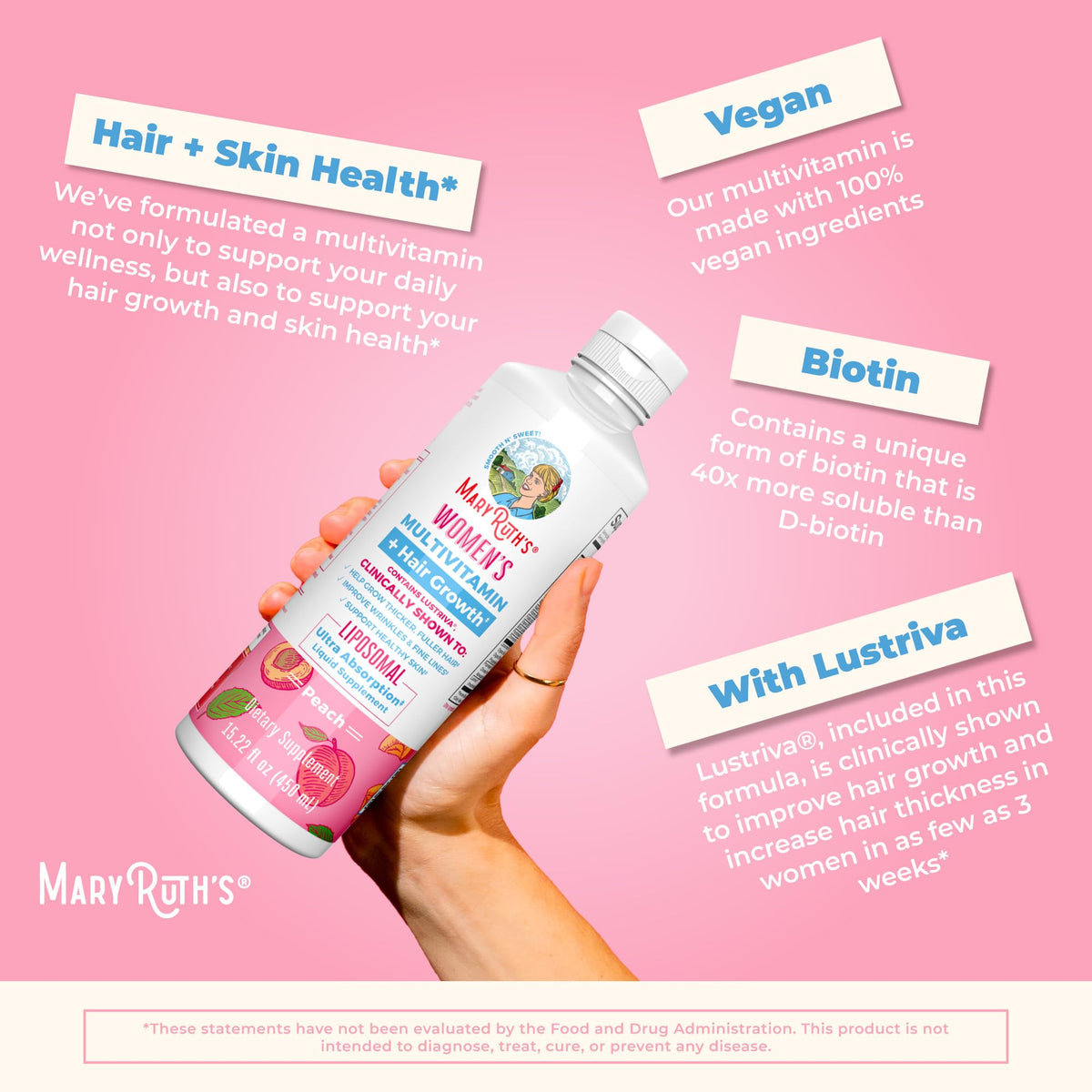 MaryRuth Organics Women's Multivitamin + Lustriva Hair Growth Liposomal
