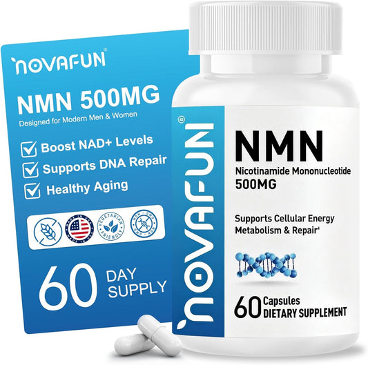 NMN 500mg Supplement - Beta Nicotinamide Mononucleotide Supplements to Boost NAD+ Levels & Cellular Energy, Supports Healthy Aging - 60 Vegan Capsule