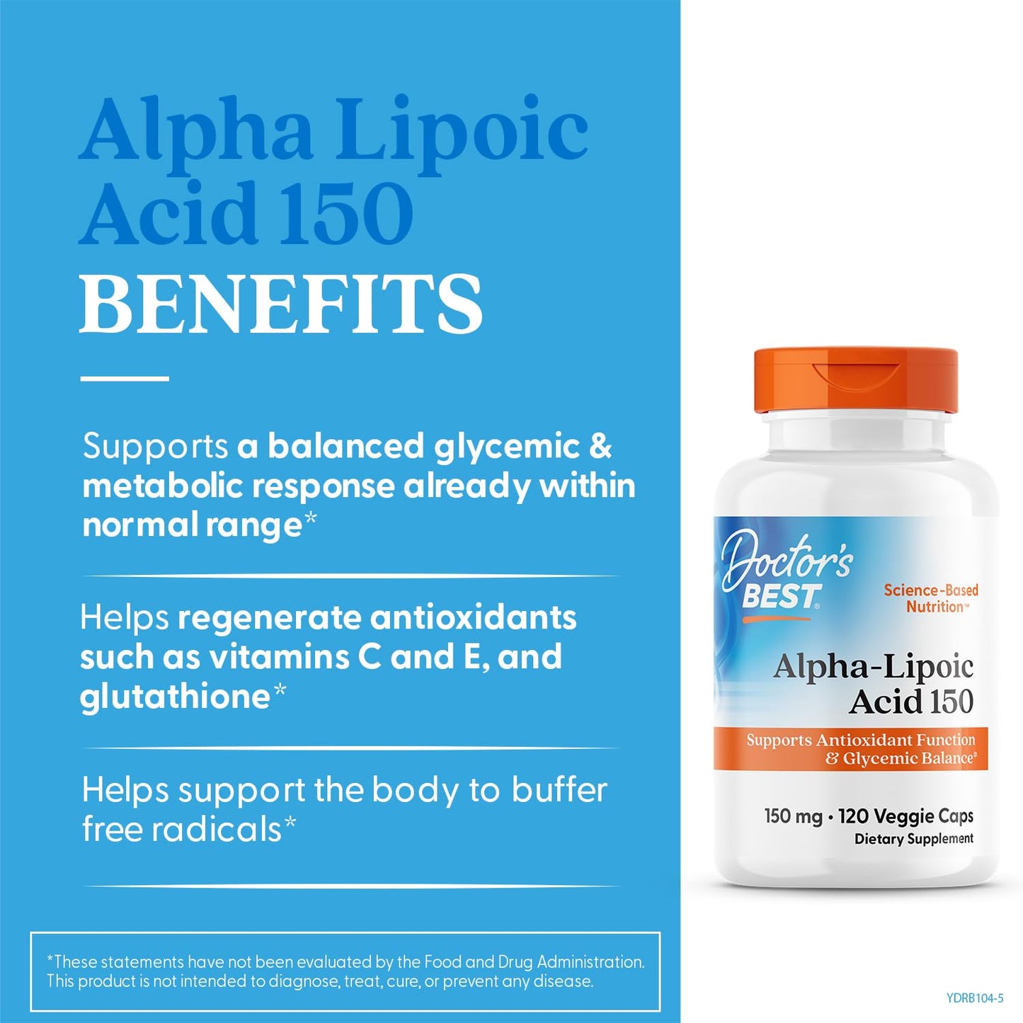 Doctor's Best Alpha Lipoic Acid Supplement 600mg - Alpha-Lipoic Acid Caps for Men & Women, ALA Antioxidant Support for Nerve Health, Aids in Cellular Function, Non GMO, Gluten Free - 60 Veg Capsules