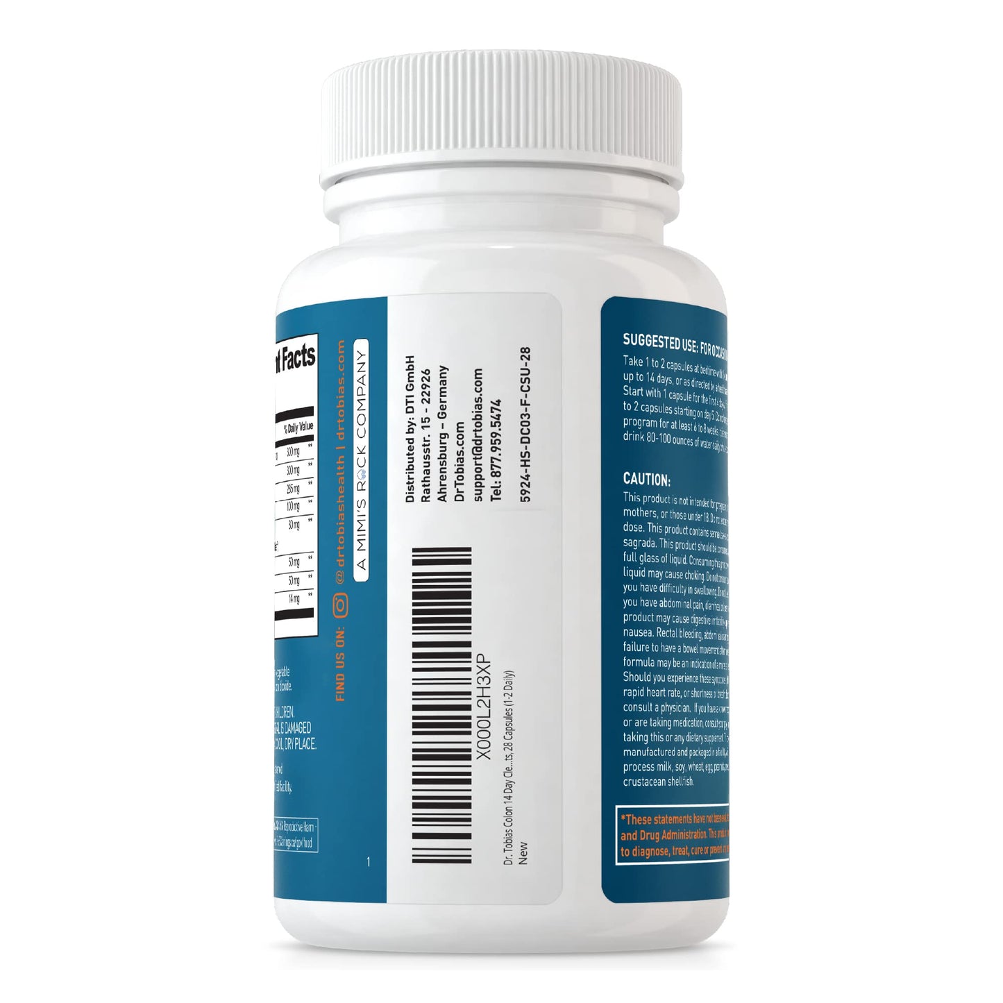 Dr. Tobias Colon 14 Day Cleanse | Supports Digestion & Gut Health | Colon Cleanse Detox | Constipation Relief & Gut Health Support for Women & Men | Psyllium + Senna + Probiotics | 28 Capsules