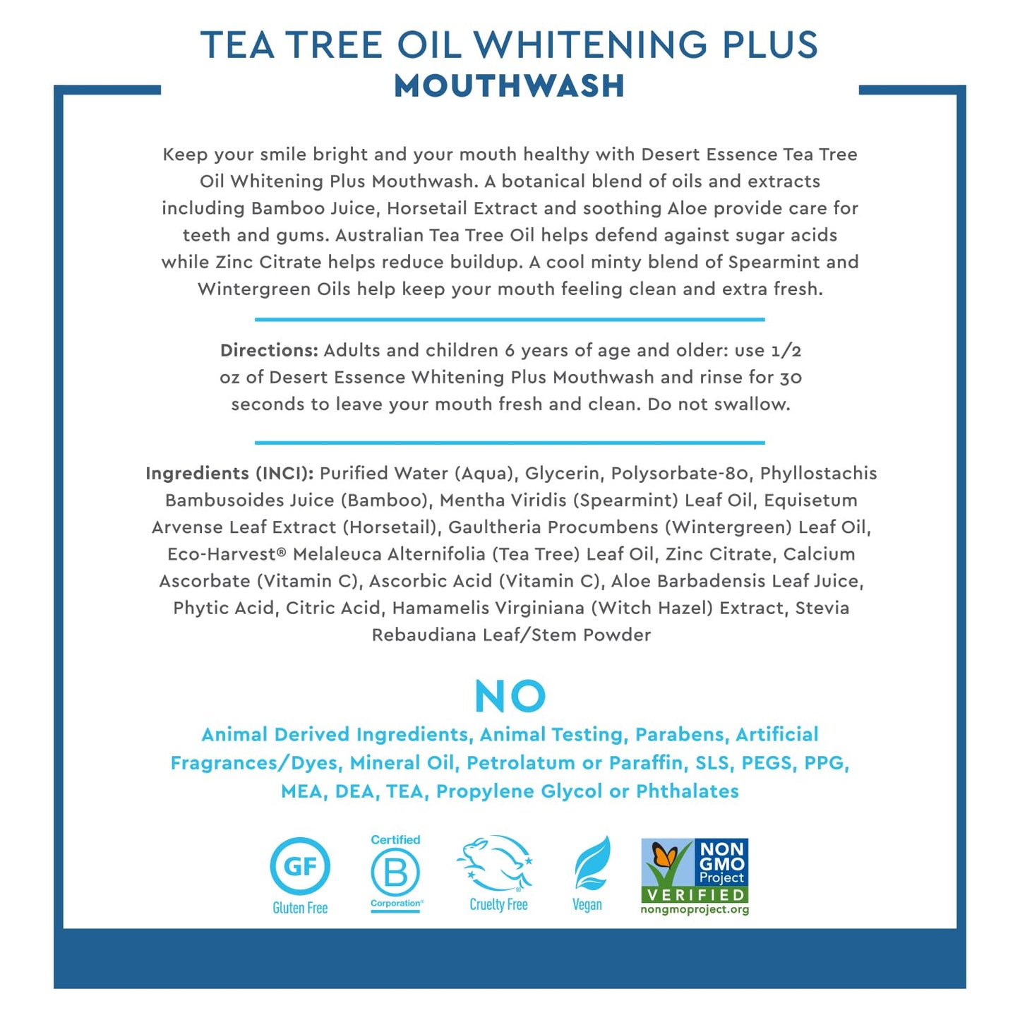 Desert Essence Mouthwash, Tea Tree Whitening Mint, 16 Fluid Ounce