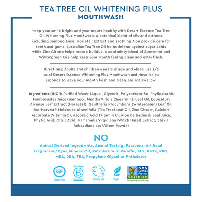 Desert Essence Mouthwash, Tea Tree Whitening Mint, 16 Fluid Ounce