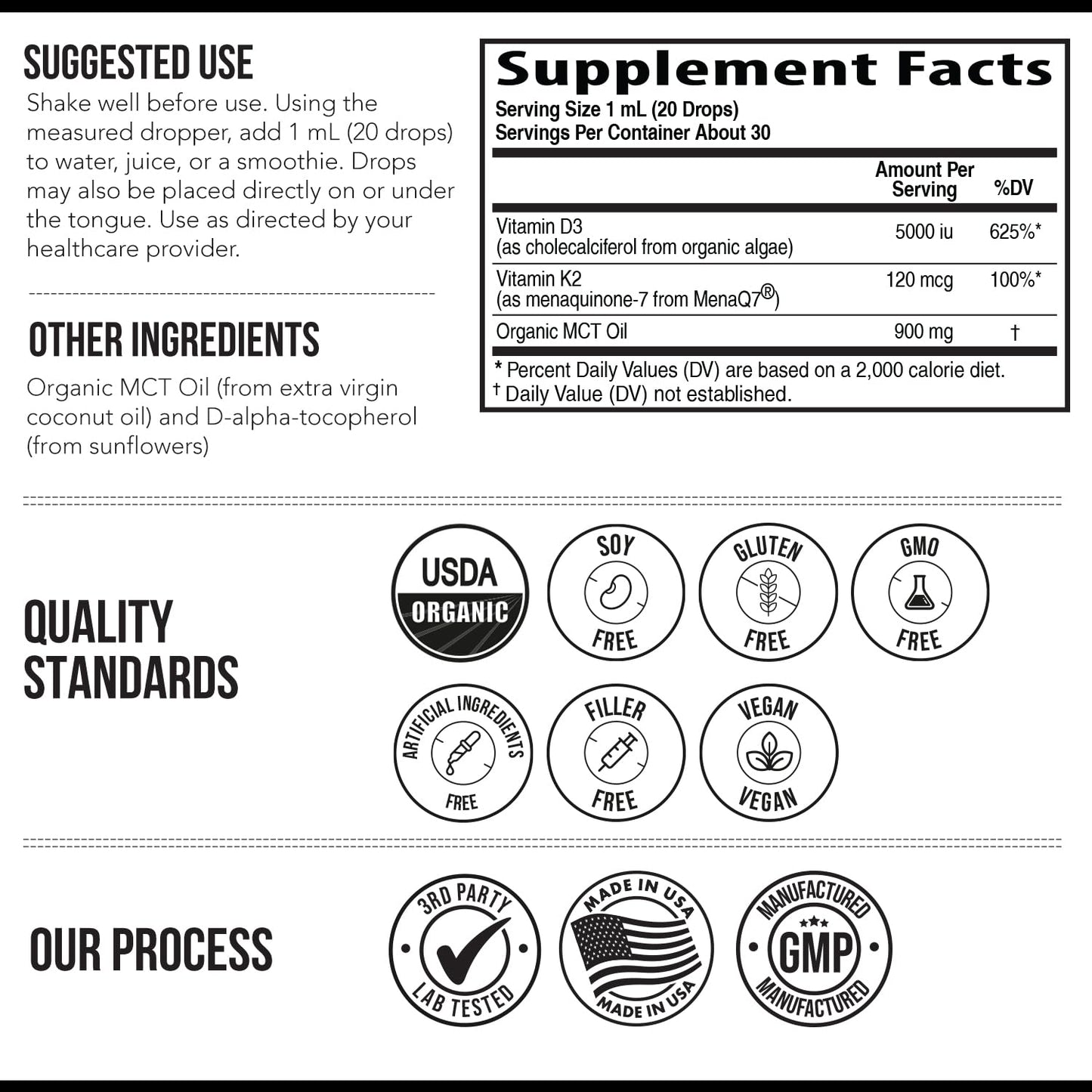 Organic Plant D3 + K2 | 5000 iu D3 + 120 mcg K2 as All-Trans MK7 from MenaQ7® - 100% Whole Food, Raw & Vegan | Enhanced Digestion with Prebiotic & Superfood Complex – D3 from Organic Algae (60 Count)