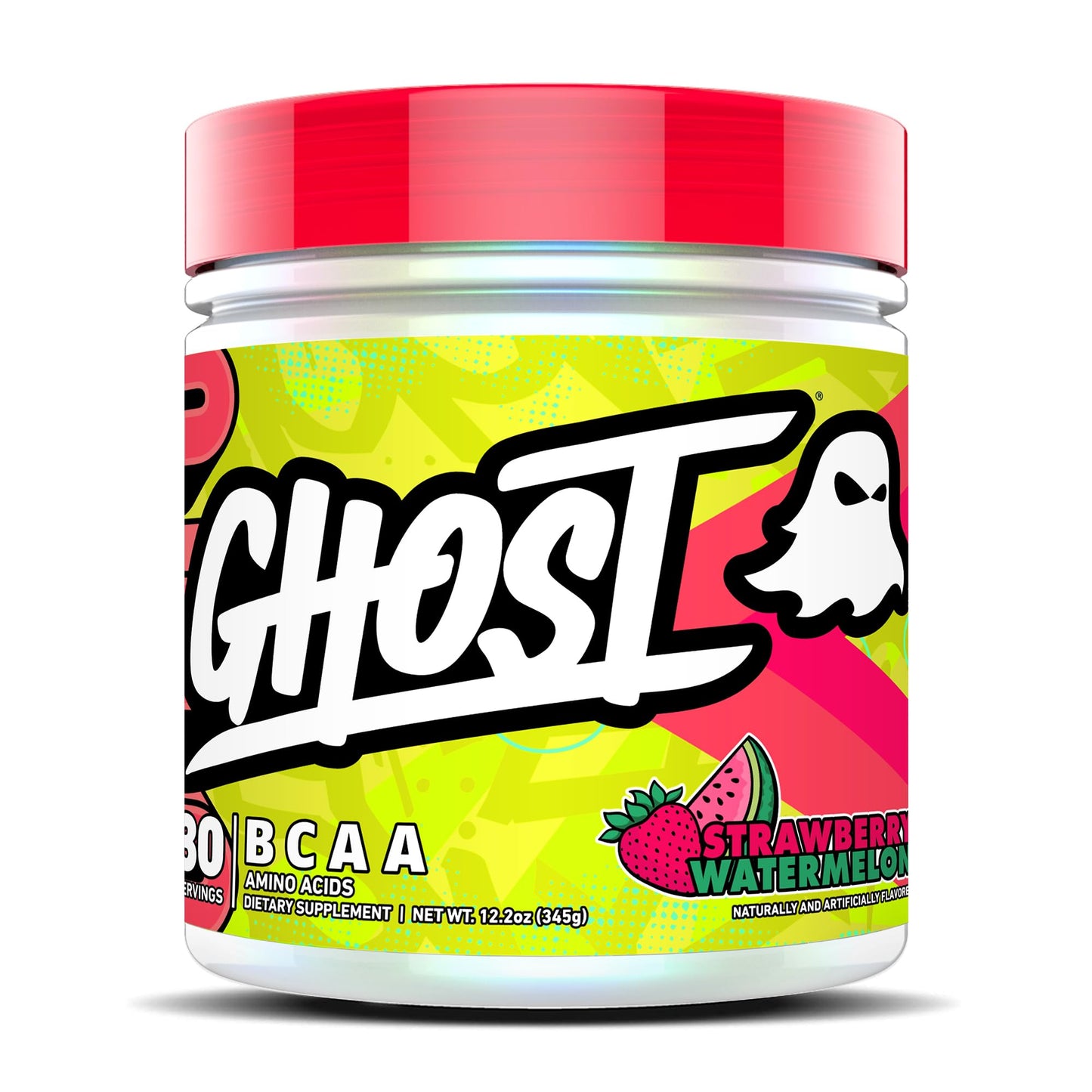 GHOST BCAA Powder Amino Acids Supplement, Sour Strips - 30 Servings - Sugar-Free Intra, Post & Pre Workout Amino Powder & Recovery Drink, 7G BCAA