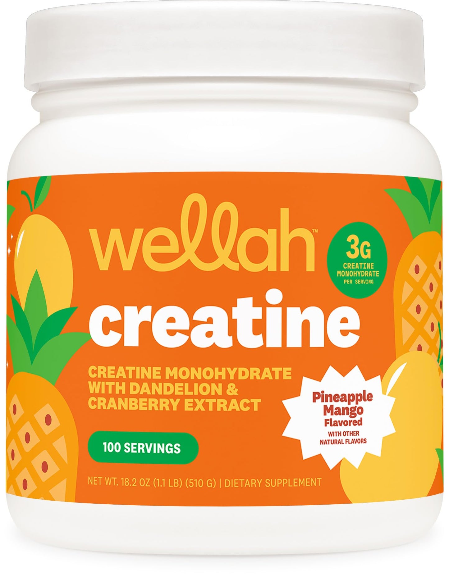 Wellah Creatine for Women - Creatine Monohydrate with Dandelion & Cranberry Extract (50 Servings, Strawberry Lemonade) | Creatine Monohydrate with Dandelion & Cranberry Extract