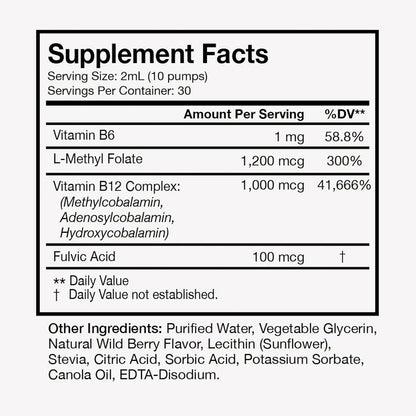 Terra Health Essentials - Liposomal B12 | Support Energy & Mood, Promote Memory, Aid Immune System (1 Bottle, 30 Day Supply)