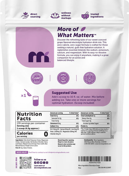 Micro Ingredients Electrolytes Powder, 2lbs (139 Servings) | Sugar Free | Lemon Raspberry Flavor | High Potassium (1,000mg) + Coconut Water & Real Lemon Juice | Keto Friendly, Non-GMO