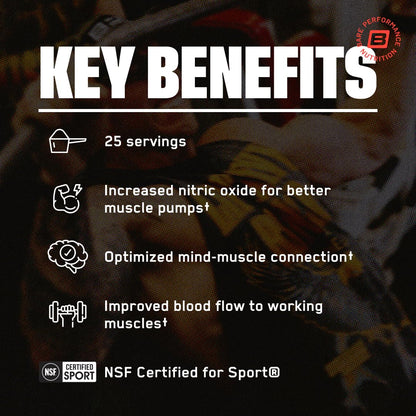 BARE PERFORMANCE NUTRITION, BPN Pump, Pre-Workout Muscle Pump Enhancer w/L-Citrulline, Increased Blood Flow/Oxygen Transport to Muscles, 25 Servings, Pink Lemonade