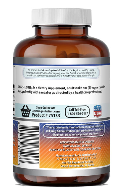 Amazing Formulas Vitamin D3 5000 IU with Vitamin K2 100 Mcg| 250 Veggie Capsules | D3 + K2 Complex | Non-GMO | Gluten Free | Made in USA