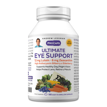 Andrew Lessman Ultimate Eye Support 60 Softgels - 12mg Lutein, 6mg Zeaxanthin, Bilberry, Key Nutrients to Support Eye Health and Promote Healthy Vision. No Additives. Easy to Swallow Softgels