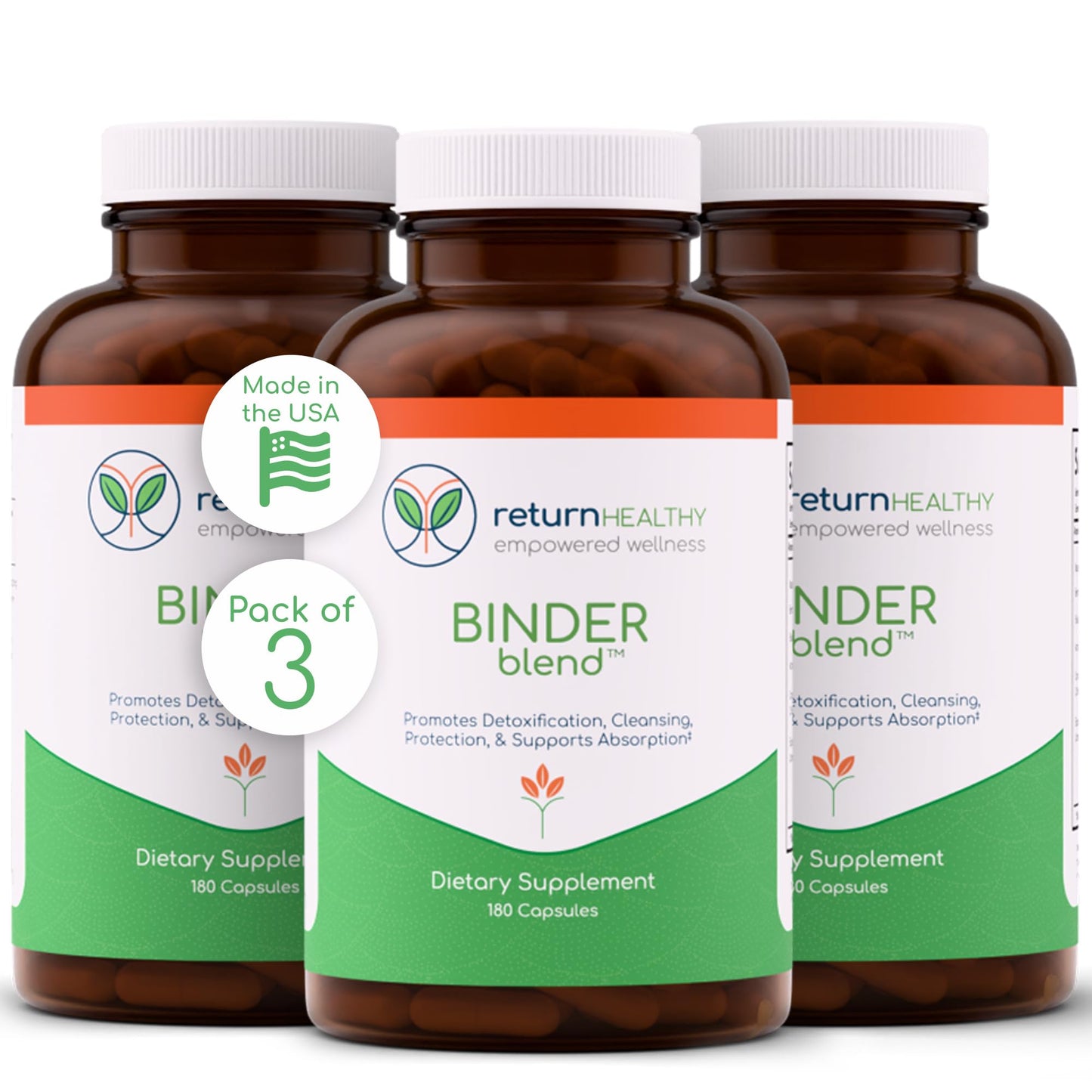 Binder Blend - Toxin Binder Supplement, Detox Capsules for a Healthy Gut - 180 Capsules - 90 Servings - 960mg Activated Charcoal & 480mg Organic Chlorella - Bloating Relief - Bentonite Clay