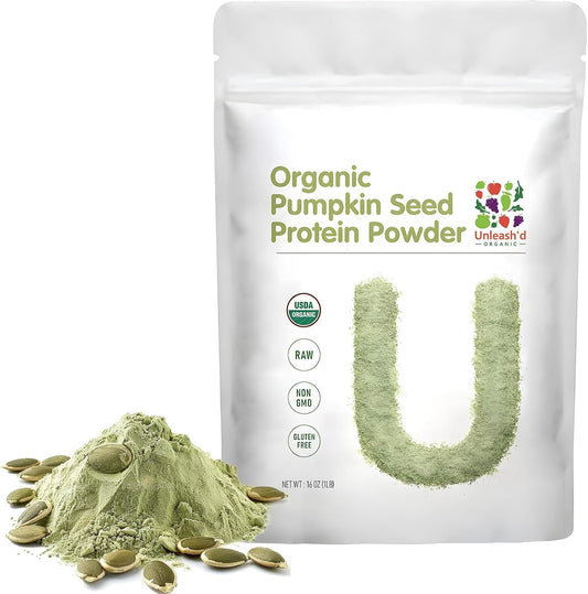 Unleash’d Organic Pumpkin Seed Protein Powder 16oz – Vegan, Non-GMO, Plant-Based Protein, No Artificial Sweeteners, Supports Immune Health