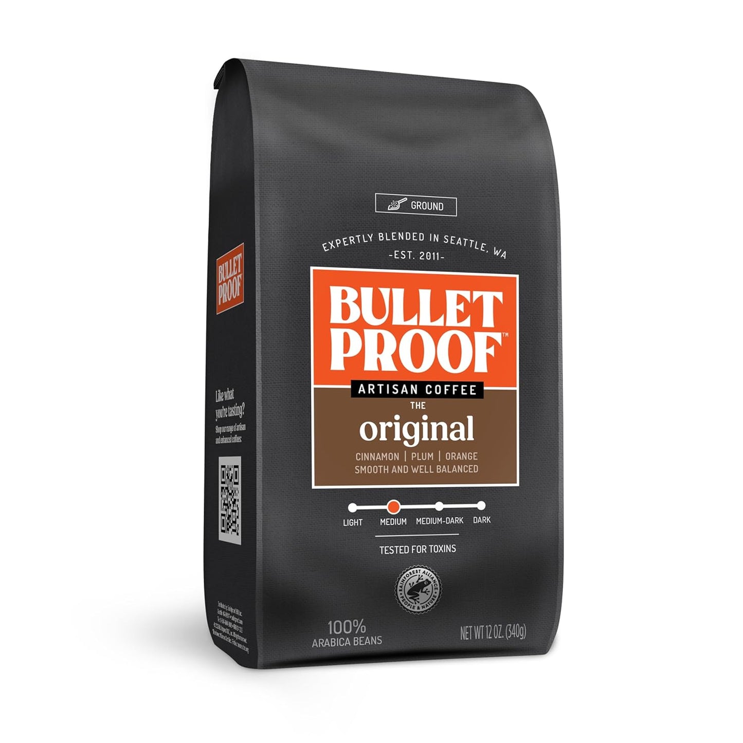 Bulletproof Original Medium Roast Ground Coffee 12 Ounces and Original Medium Roast Ground Decaf 12 Ounces Bundle, 100% Arabica Coffee, Clean Coffee Tested for Toxins, Sustainably Sourced
