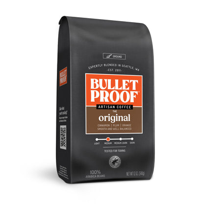 Bulletproof Original Medium Roast Ground Coffee,100% Arabica Coffee, Clean Coffee Tested for Toxins, Sustainably Sourced, 12 Ounces
