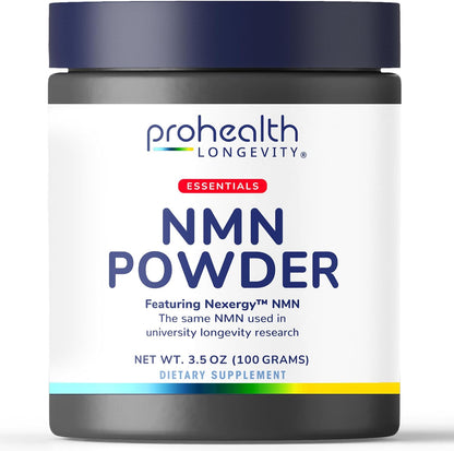 ProHealth Longevity Essentials NMN Powder (100 Grams) - Featuring Nexergy™ NMN Powder Supplement, NAD+ Precursor, Dietary Supplement, Cellular Health, Metabolism Support