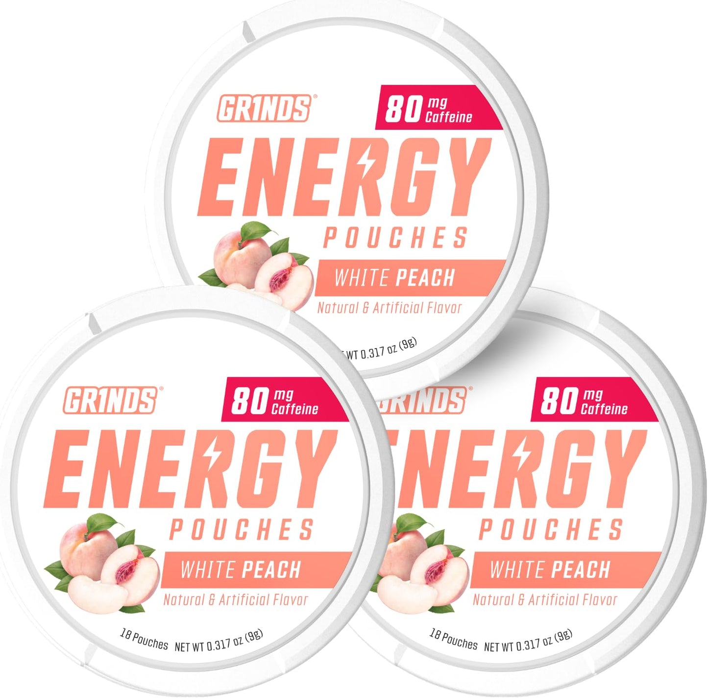 GRINDS Focus Pouches | Naturally Flavored with Nootropic Ingredients | Contains Alpha GPC and L-Theanine | Sugar-Free | 3 Pack | 18 Pouches Per Can | Blue Raspberry