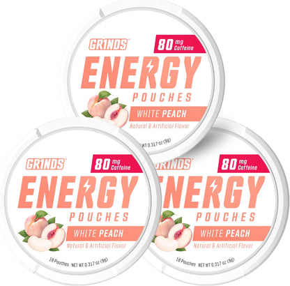 GRINDS Focus Pouches | Naturally Flavored with Nootropic Ingredients | Contains Alpha GPC and L-Theanine | Sugar-Free | 3 Pack | 18 Pouches Per Can | Blue Raspberry