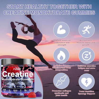 Creatine Monohydrate Gummies 5000mg with L-Carnitine, 120 Count