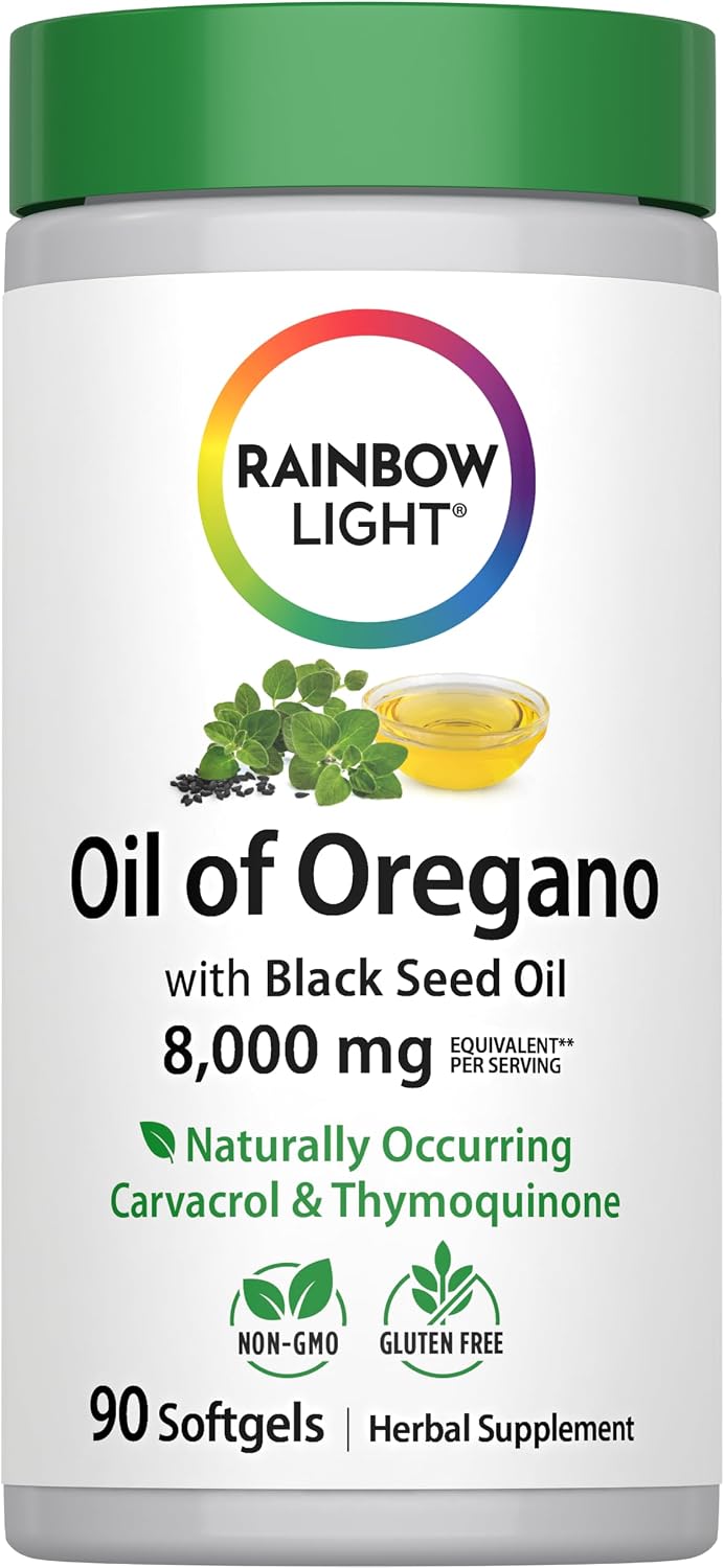 Rainbow Light Oil of Oregano with Black Seed Oil | 90 Softgels | Naturally Occurring Carvacrol & Thymoquinone