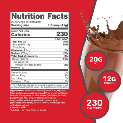 KetoLogic Keto Meal Replacement Shake Powder for Optimal Results + MCT Oil + Grass-Fed