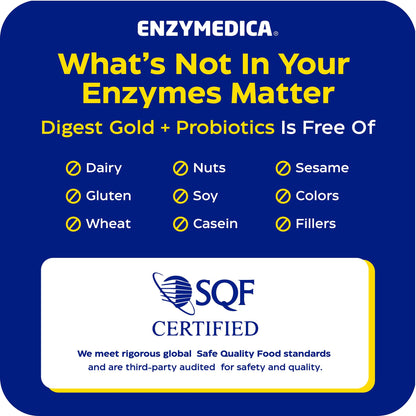 Enzymedica Digest Gold + Probiotics - Digestive Enzyme Supplement for Women & Men, Enzyme and Probiotic Capsules for Digestion, Gut Health Support, Helps Gas & Bloating, Vegetarian - 45 Caps