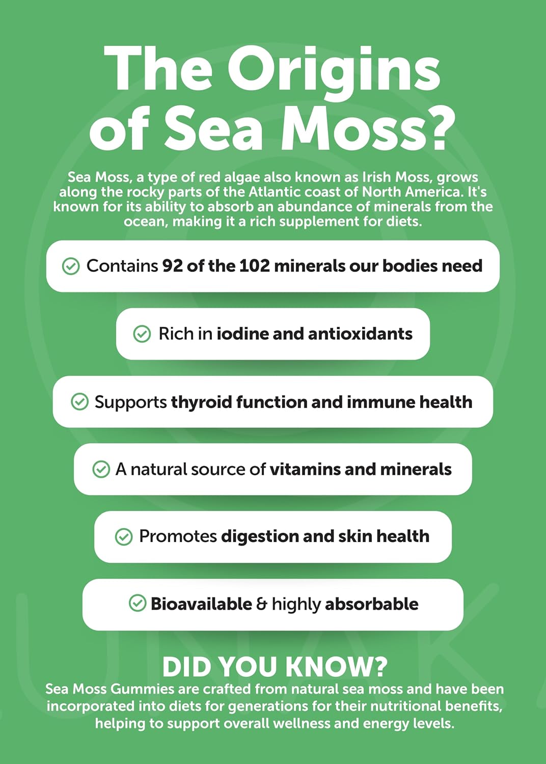 Lunakai USA Made Irish Sea Moss Capsules with Black Seed Oil, Ashwagandha, Burdock Root & Bladderwrack, 60ct