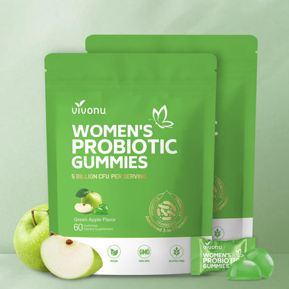 VivoNu Viginal Probiotic for Women, Women Probiotic Gummies, Feminine Balance Gummies, Green Apple Probiotics for Woman Vaginigal Health, Yeast Ph Balance