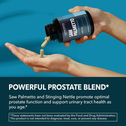 Saw Palmetto and Nettle Root Extract, Prostate Health Supplement, 120 Count | DHT Blocker and Prostate Health Supplement for Men, Supports Urinary Tract Health and Flow, Vegan, Non-GMO, 60-Day Supply