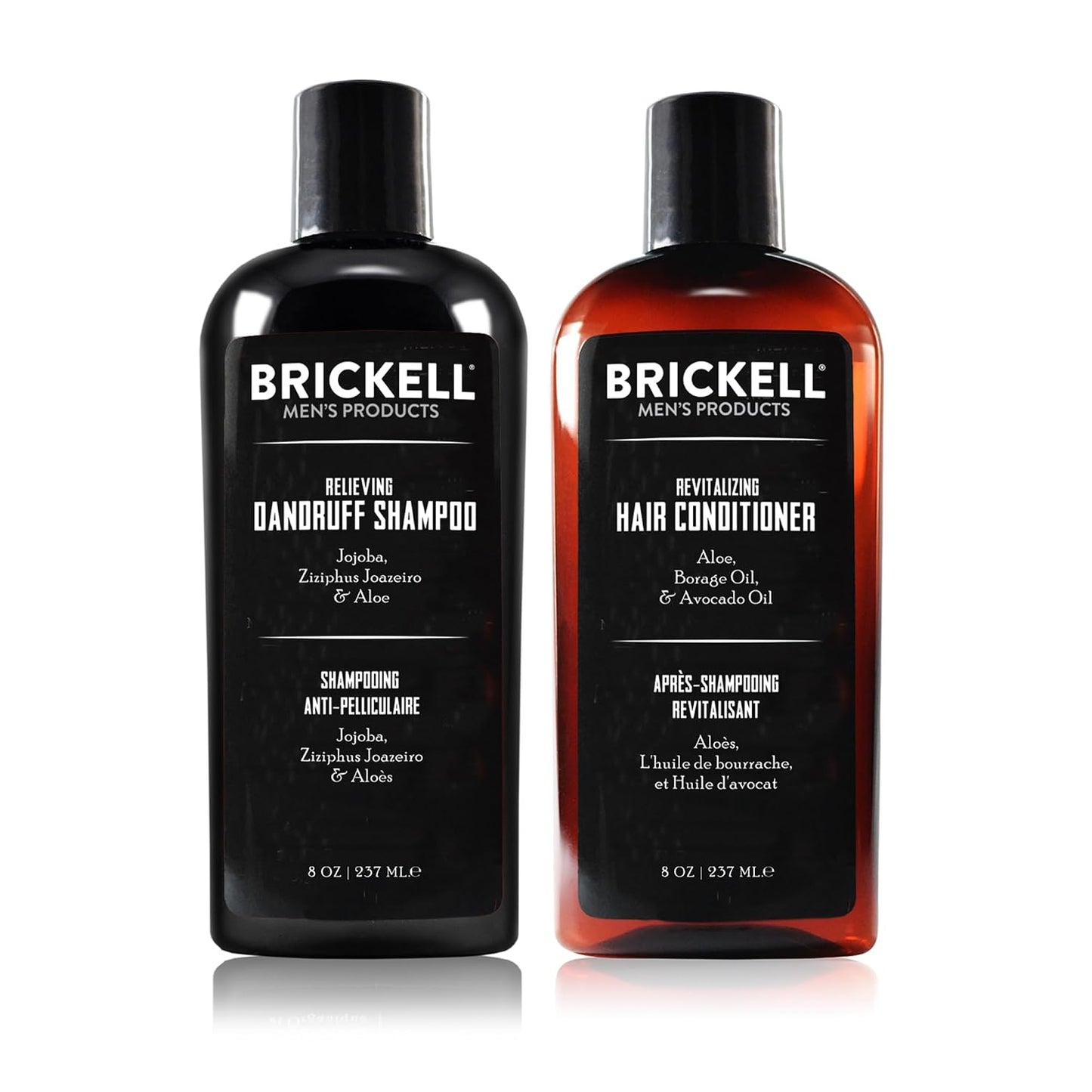 Brickell Men's Daily Relieving Hair Care Routine, Dandruff Shampoo & Conditioner Set For Men, With Salicylic Acid, Jojoba, and Zizyphus Joazeiro, Scented