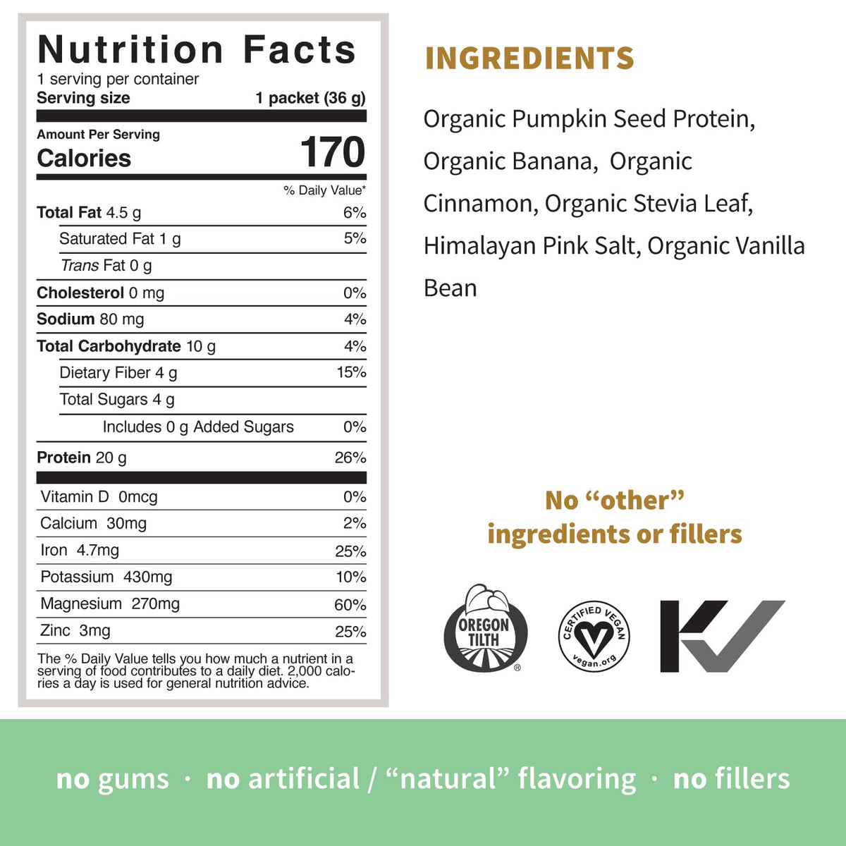 Sprout Living Organic Pumpkin Seed Protein Powder, Unflavored, 20 Grams of Plant Based Protein Powder Without Artificial Sweeteners, Non Dairy, Non-GMO, Vegan, Gluten Free (1 Pound, 14 Servings)