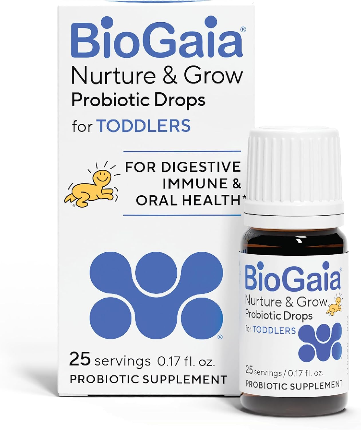 BioGaia Nurture & Grow Toddler Probiotic Drops | Gut, Immune & Oral Health | Age 1+ | Digestive Health & Regularity | Immune Support | Promotes Respiratory & Oral Health | Easy-to-use drops | 5mL