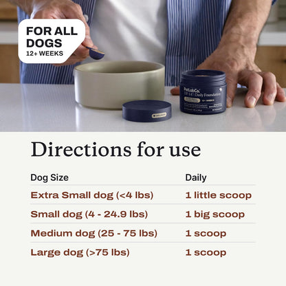 PetLab Co. DF-14 Daily Foundation Supplement for Small Dogs | Gut, Joint, Skin, Immune, Heart and Brain Support, Daily Powder, All Breeds