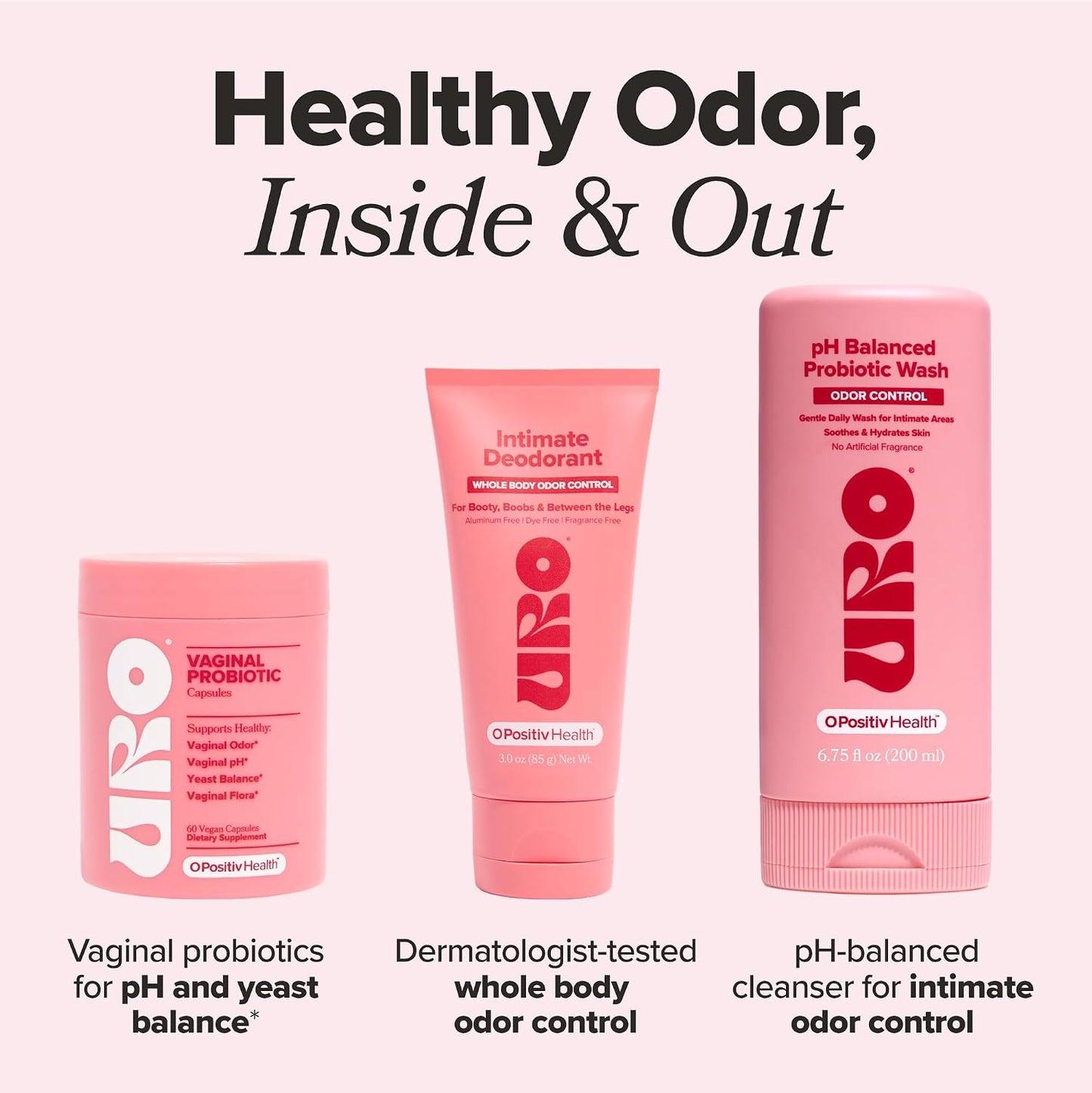 O Positiv URO Vaginal Probiotic and URO pH Balanced Probiotic Wash Bundle