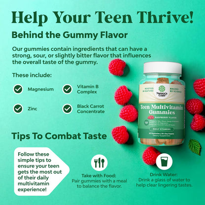 Teen Multivitamin Gummies 12-17 - Teen Boys & Girls Gummy Vitamins for Better Skin, Immune Strength, Mood & Energy Support - Teenage Girl & Boy Supplements with Zn, Mg, Vitamin A, C, D & E - 60 Ct