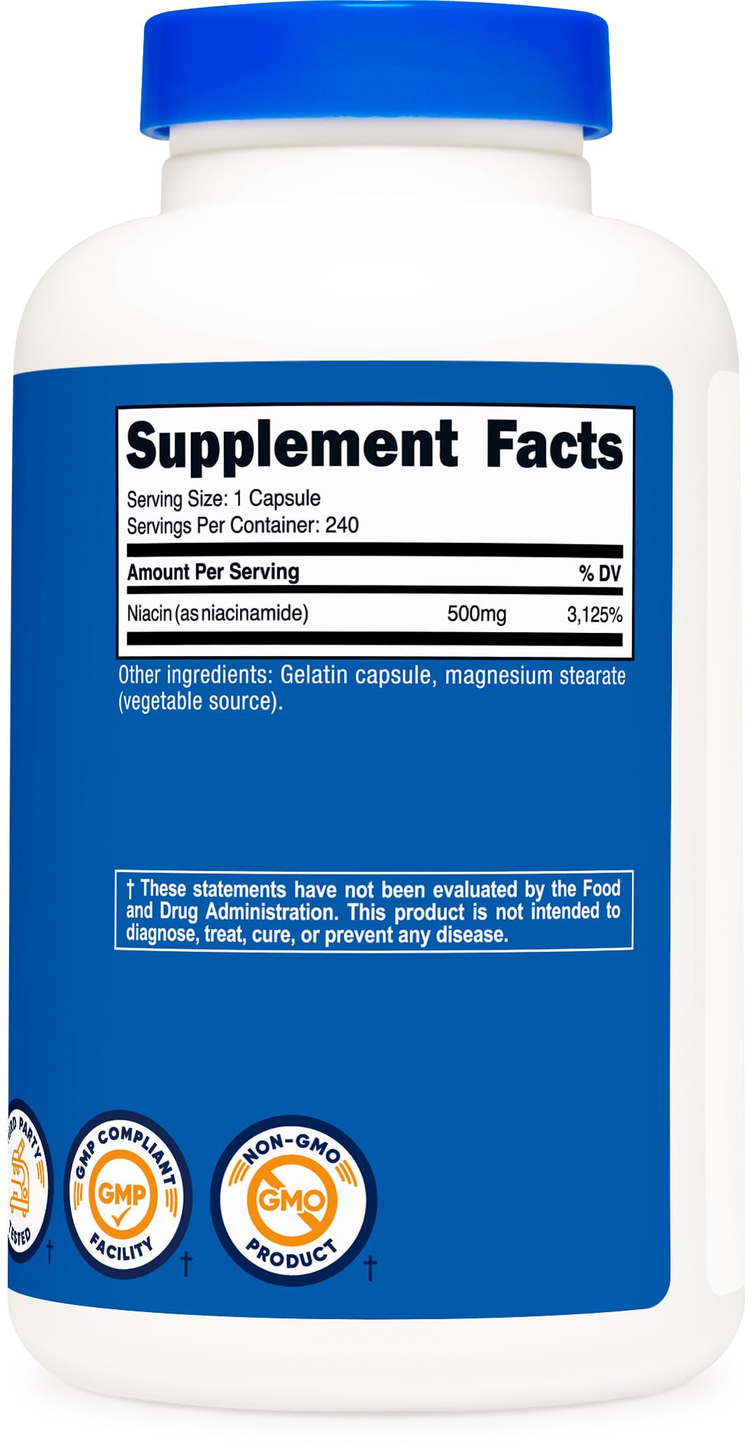 Nutricost Niacinamide (Vitamin B3) 500mg, 240 Capsules - Non-GMO, Gluten Free, Flush Free Vitamin B3