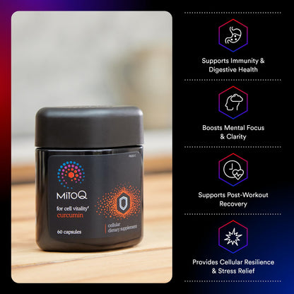 MitoQ Curcumin Longvida Lipidated Formula Mitochondria-targeted Antioxidant | Ultra Bioavailable & Sustained Action Free-Form Curcumin, 60 Capsules