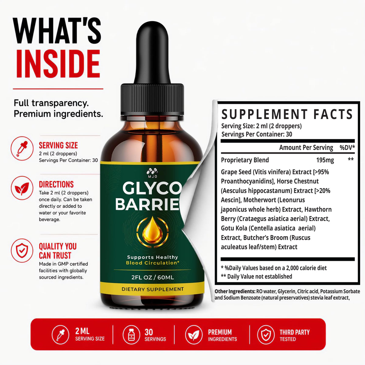 Glyco Barrier Drops, Glyco Barrier Blood Support Supplement , 30 Servings