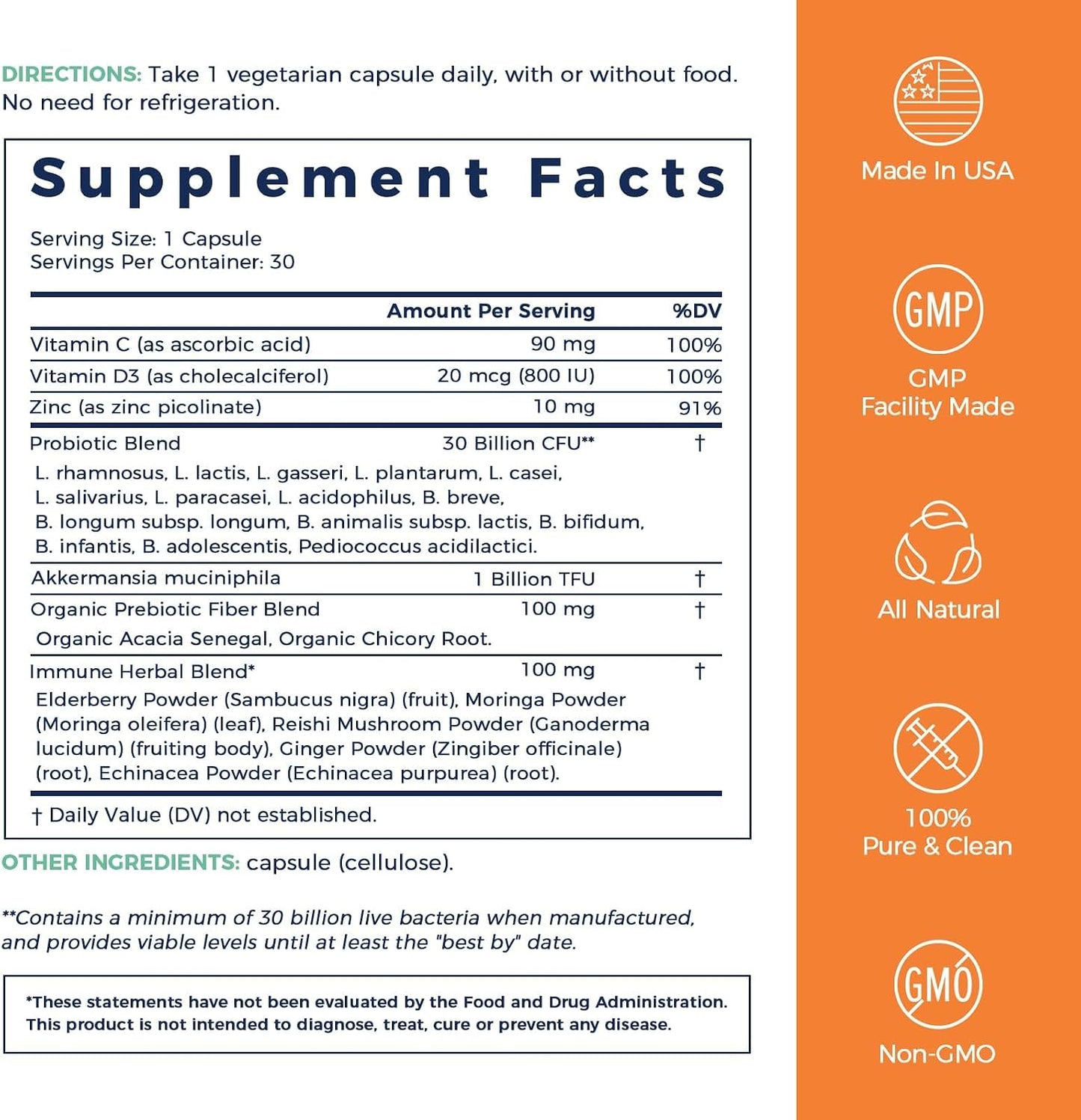 NewRhythm Probiotics for Immune Support, Akkermansia Probiotic Supplement for Women & Men, 30 Billion CFU 16 Strains, Plus Zinc, Vitamin C & D3, Elderberry & Echinacea, Non-GMO, 30 Capsules