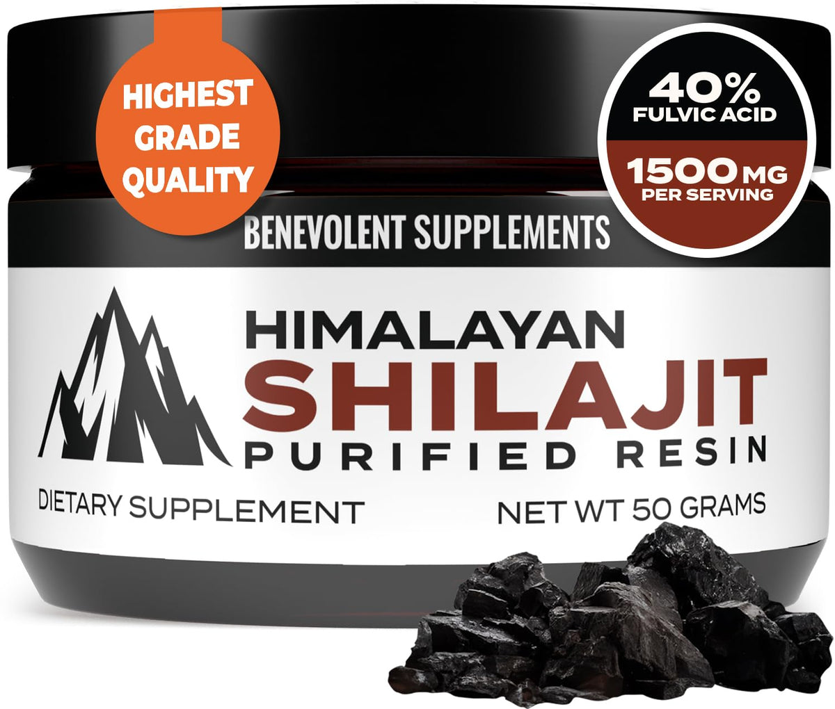 Pure Himalayan Shilajit Resin Supplement | 1500mg + 40% Fulvic Acid (Maximum Potency)