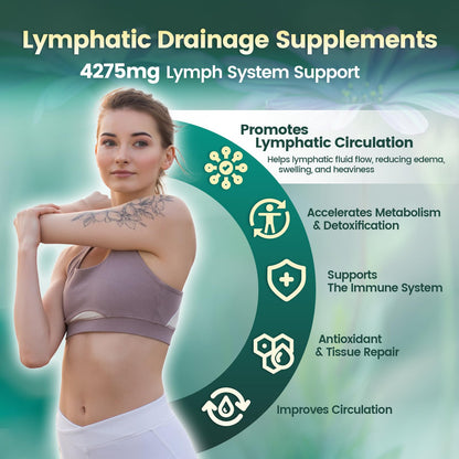 Lymphatic Drainage Supplements, 240 Softgels, Lymph System Support Supplement for Women & Men, 21-in-1 Herbal Blend with Echinacea, Dandelion, Burdock, Bromelain, Calendula, Turmeric & More, 1 Bag